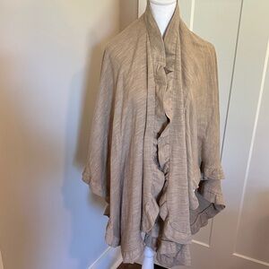 Ann Taylor Factory Womens Tan Ruffled Cape Shawl One Size Fits Most